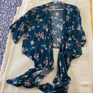 Tie-front floral blouse